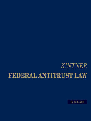 cover image of Kintner's Federal Antitrust Law